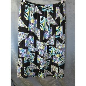 Koos of Course Size Large Long 100% Silk Skirt Lined Bold Print